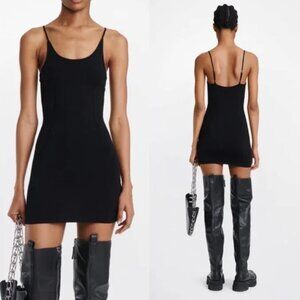 Dion Lee Knit Shiny Viscose Slip Dress Black Mini Sleeveless 8